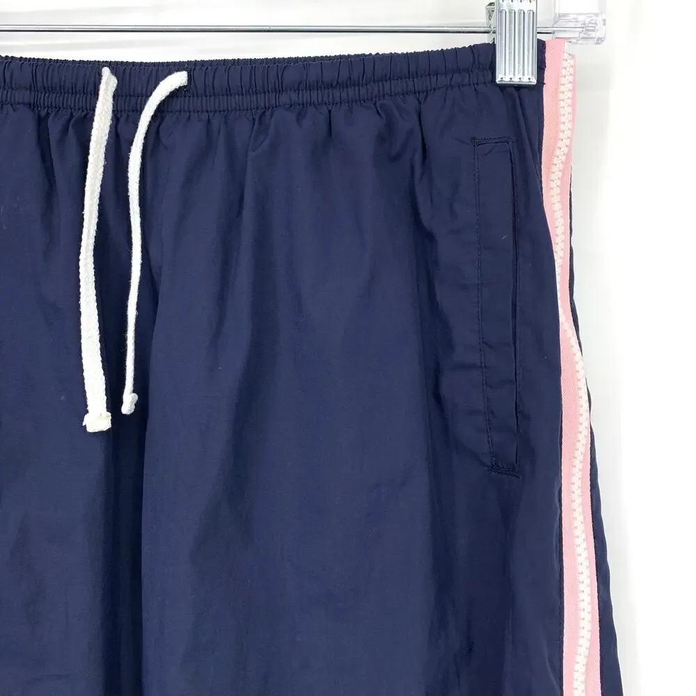 VTG Y2K Old Navy Girls Maxi Skirt Sz 16 Navy Blue Pink Racing Stripe Zip Detail